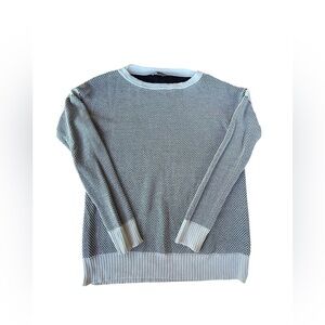 Vince Color Jacquard Sweater WOMENS Size Large BLACK WHITE Cotton